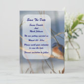 Winter Bluebird Wedding Save The Date (Stehend Vorderseite)