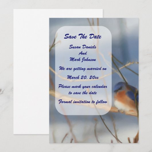 Winter Bluebird Wedding Save The Date (Vorne/Hinten)