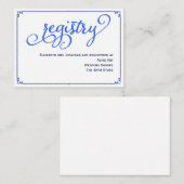 Winter Blues Calligraphy Wedding Registry Card Begleitkarte (Vorne/Hinten)