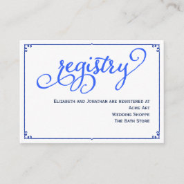 Winter Blues Calligraphy Wedding Registry Card Begleitkarte