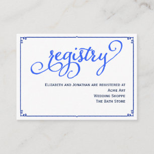 Winter Blues Calligraphy Wedding Registry Card Begleitkarte