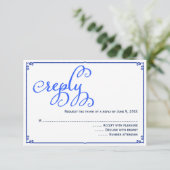 Winter Blues Calligraphy Wedding Reply Card RSVP Karte (Stehend Vorderseite)