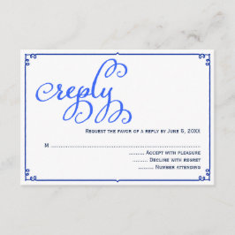 Winter Blues Calligraphy Wedding Reply Card RSVP Karte