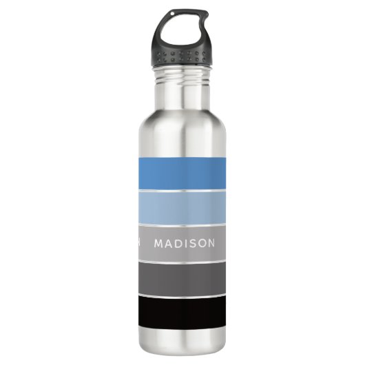 Winter Blues Colorblock Personalisiert Name Edelstahlflasche (Vorderseite)