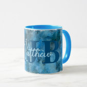 Winter Blues Impressionen Mit Monogramm Tasse (VorderseiteRechts)