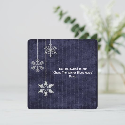 Winter Blues Party Einladung (Stehend Vorderseite)