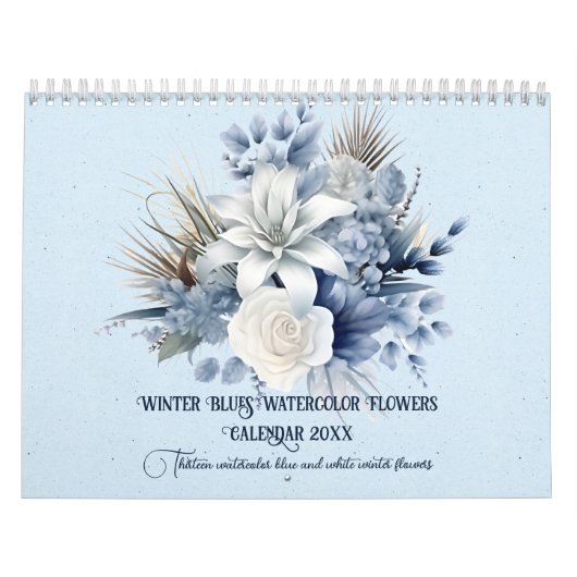 Winter Blues Watercolor Blume 20xx Kalender (Titelbild)