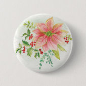 Winter blüht | rosa blühende Poinsettia Button (Vorderseite)