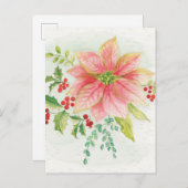 Winter blüht | rosa blühende Poinsettia Postkarte (Vorne/Hinten)