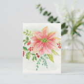 Winter blüht | rosa blühende Poinsettia Postkarte (Stehend Vorderseite)