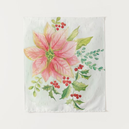 Winter blüht | rosa blühende Poinsettia Wandteppich (Vorderseite)