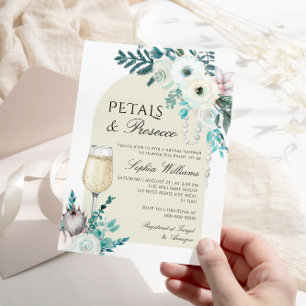 Winter Blume Arch Petals & Prosecco Brautparty Einladung