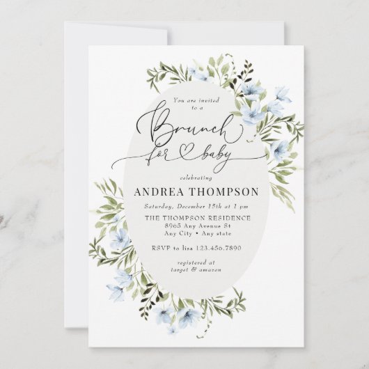 Winter-Blume | Baby Brunch Einladung (Vorderseite)