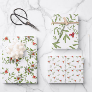 Winter-Blume, Berries und Folies Geschenkpapier Set