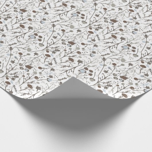 Winter Blume Brown Blue Geschenkpapier (Ecke)