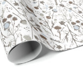 Winter Blume Brown Blue Geschenkpapier (Rolleneckpunkt)