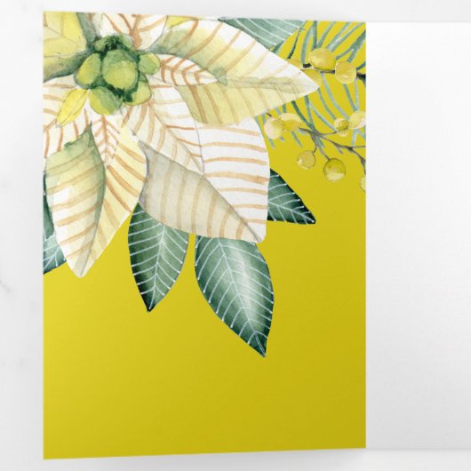 Winter Blume Frieden und Freude Elegante Weihnacht Dreifach Gefaltete Urlaubskarte (Innen Erste Seite)