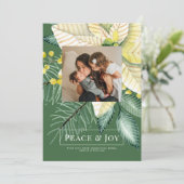 Winter Blume Frieden und Freude Elegante Weihnacht Einladung (Stehend Vorderseite)