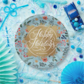 Winter Blume Gold Imitate Foil Happy Holidays Pape Pappteller (Party)