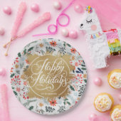 Winter Blume Gold Imitate Foil Happy Holidays Pappteller (Party)