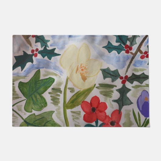 Winter Blume & Holly Door Mat Fußmatte (Vorderseite)