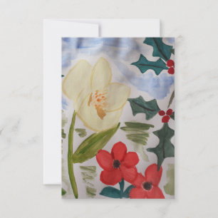 Winter-Blume & Holly-Flat-Card Karte
