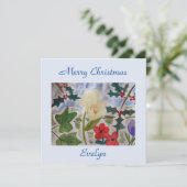 Winter-Blume & Holly Flat Weihnachtskarte Karte (Stehend Vorderseite)