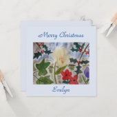 Winter-Blume & Holly Flat Weihnachtskarte Karte (Vorderseite/Rückseite Beispiel)