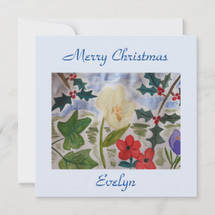Winter-Blume & Holly Flat Weihnachtskarte Karte