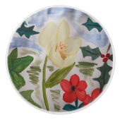Winter Blume & Holly Keramikknauf (Vorderseite)