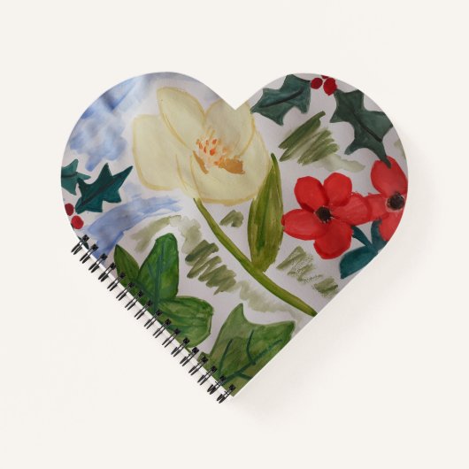 Winter Blume & Holly Notizblock (Vorderseite)
