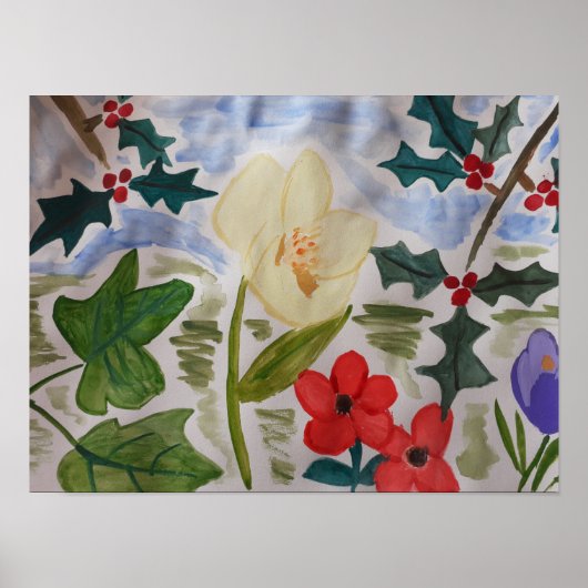 Winter Blume & Holly Poster (Vorne)
