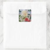 Winter Blume & Holly Quadratischer Aufkleber (Tasche)