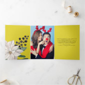 Winter Blume Joyeux Noël Elegante Weihnachten Dreifach Gefaltete Urlaubskarte (Innenseite)