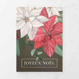 Winter Blume Joyeux Noël Elegante Weihnachten Dreifach Gefaltete Urlaubskarte