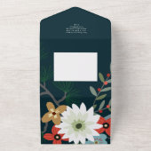 Winter Blume Joyeux Noël Elegante Weihnachtskarte All In One Einladung (Außenbereich)