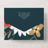 Winter Blume Joyeux Noël Elegante Weihnachtskarte All In One Einladung (Rückseite)