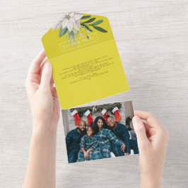 Winter Blume Joyeux Noël Elegante Weihnachtskarte All In One Einladung