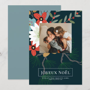 Winter Blume Joyeux Noël Elegante Weihnachtskarte Einladung