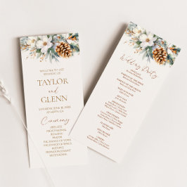 Winter Blume Pine Tree Cone Hochzeit Programm