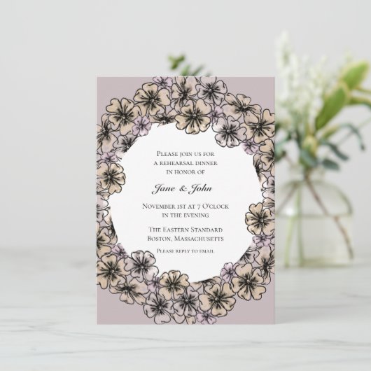 Winter Blume Probe Abendessen Einladung (Stehend Vorderseite)