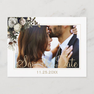 Winter Blume schick FOTO Save the Date Hochzeit Ankündigungspostkarte
