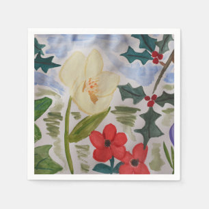 Winter-Blume und Holly Paper-Teller Serviette