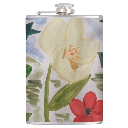 Winter Blume und Holly Vinyl Wrapped Flask Flachmann (Vorderseite)