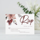 Winter Blume Wasserfarbeneihe RSVP Karte (Stehend Vorderseite)