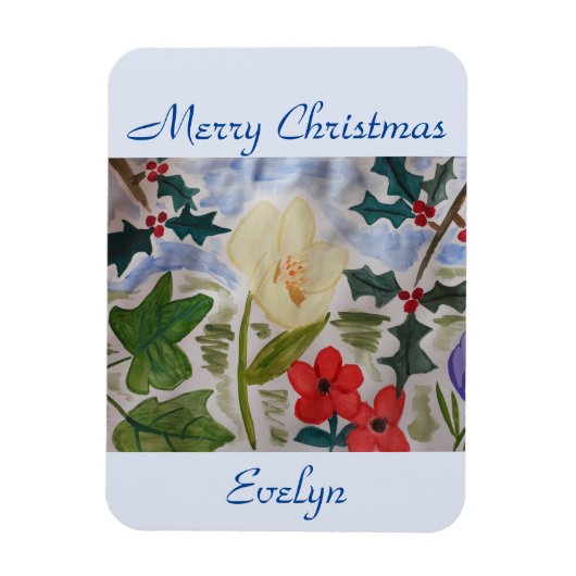 Winter Blume & Weihnachten Magnet (Vertikal)