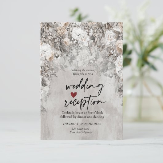 Winter Blume Wonderland Empfang Einladung (Stehend Vorderseite)