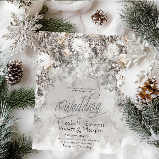 Winter Blume Wonderland Wedding Einladung
