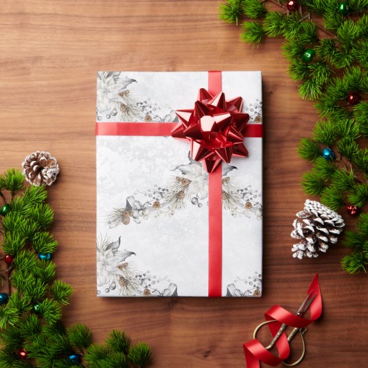 Winter-Blumen-Tannenzapfen-Feiertag Geschenkpapier (Feiertagsgeschenk)