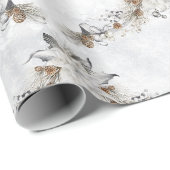 Winter-Blumen-Tannenzapfen-Feiertag Geschenkpapier (Rolleneckpunkt)